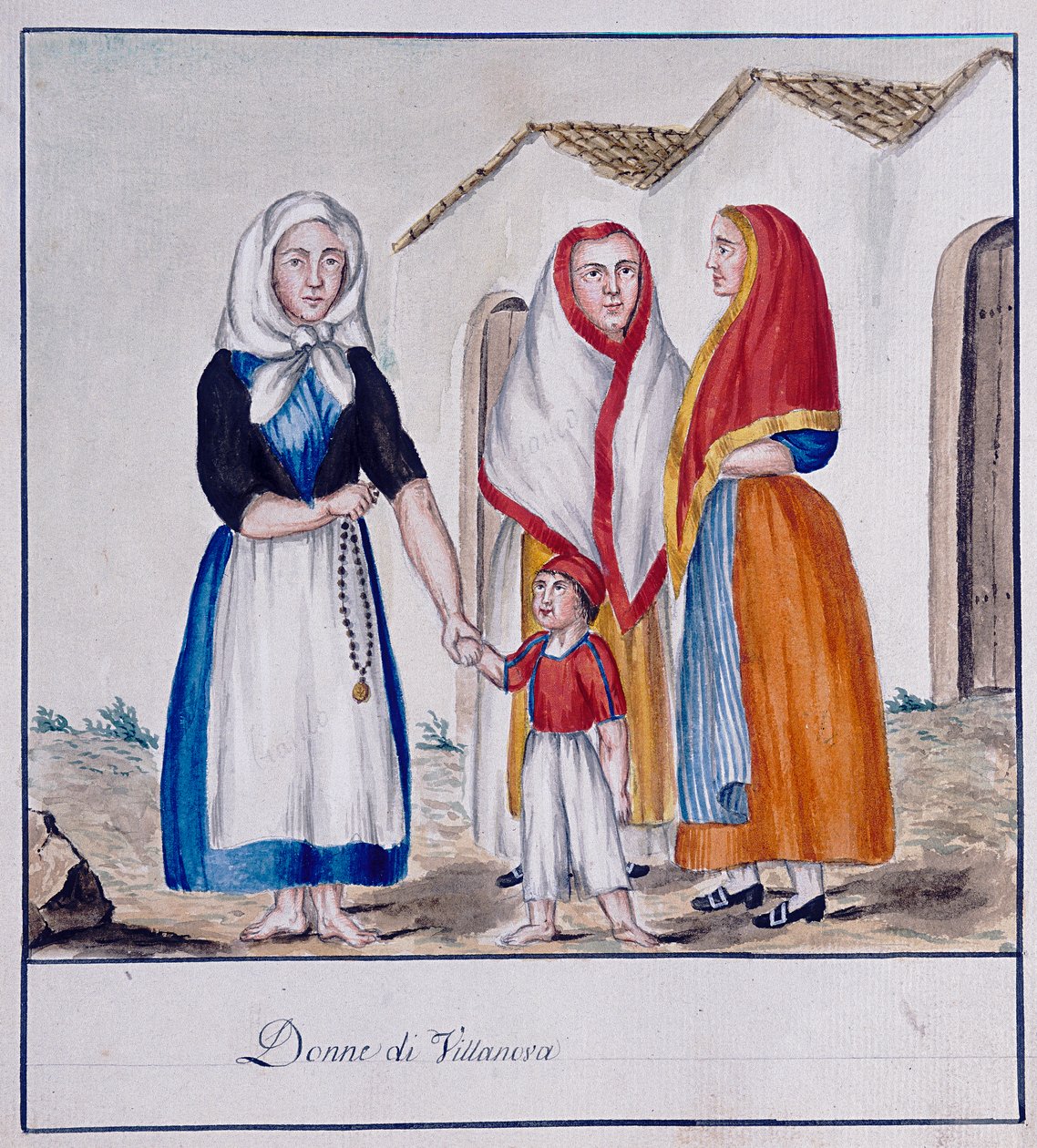 Sardinska kostymer av Villanova, tryckta ms.258, Luzzetti Collection av Italian School