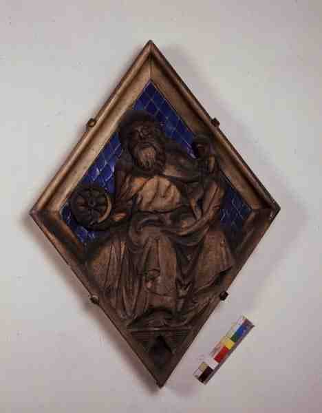 Saturnus, reliefplatta från Campanile (keramik och marmor) av Italian School