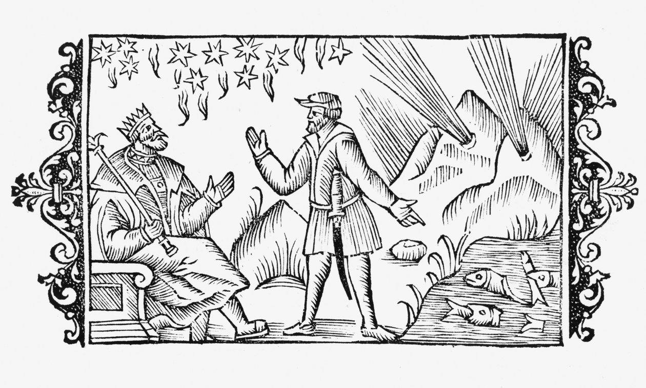 Spådomsscen, illustration från History of the North av Olaus Magnus (1490-1558), publicerad i Rom, 1555 av Italian School