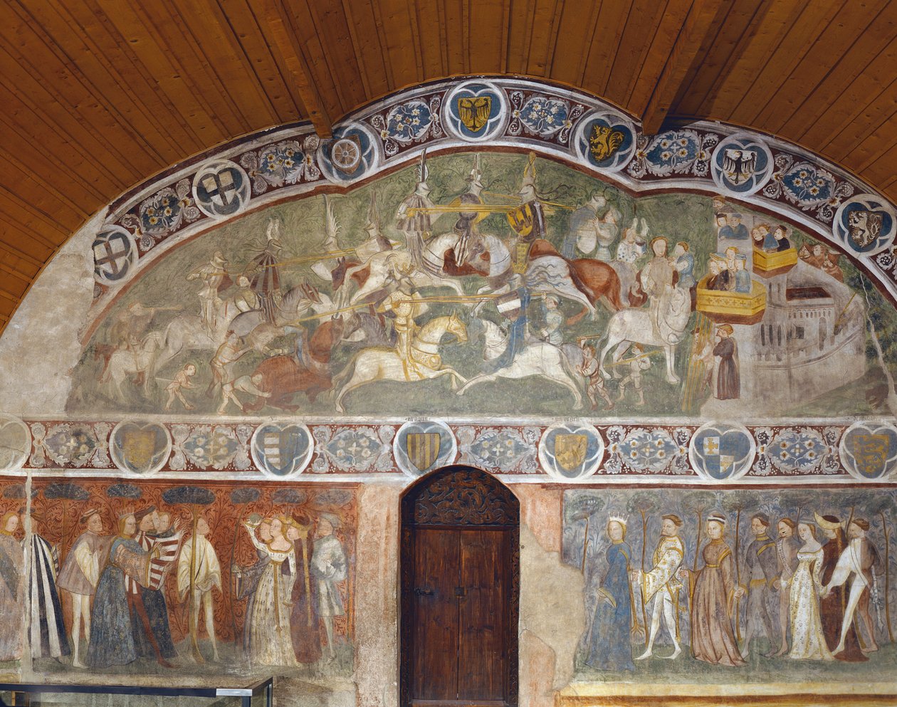 Scener av en turnering och hovliv från Casa dEstate (Sommarhuset), 1388-1400 av Italian School
