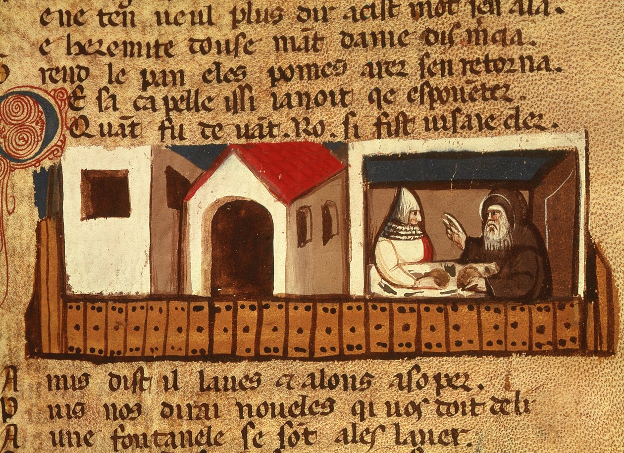 Söker asyl i ett kloster, från Codex Entree dEspagne av Italian School