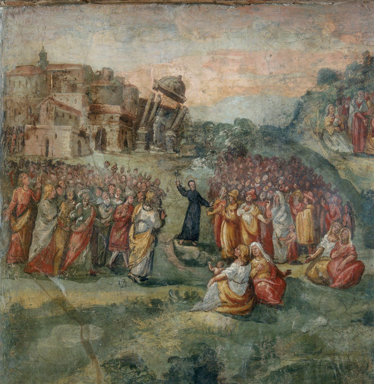 Sankt Hippolytus predikan, detalj av målningen av Sankt Hippolytus och hans följeslagares martyrskap av Italian School
