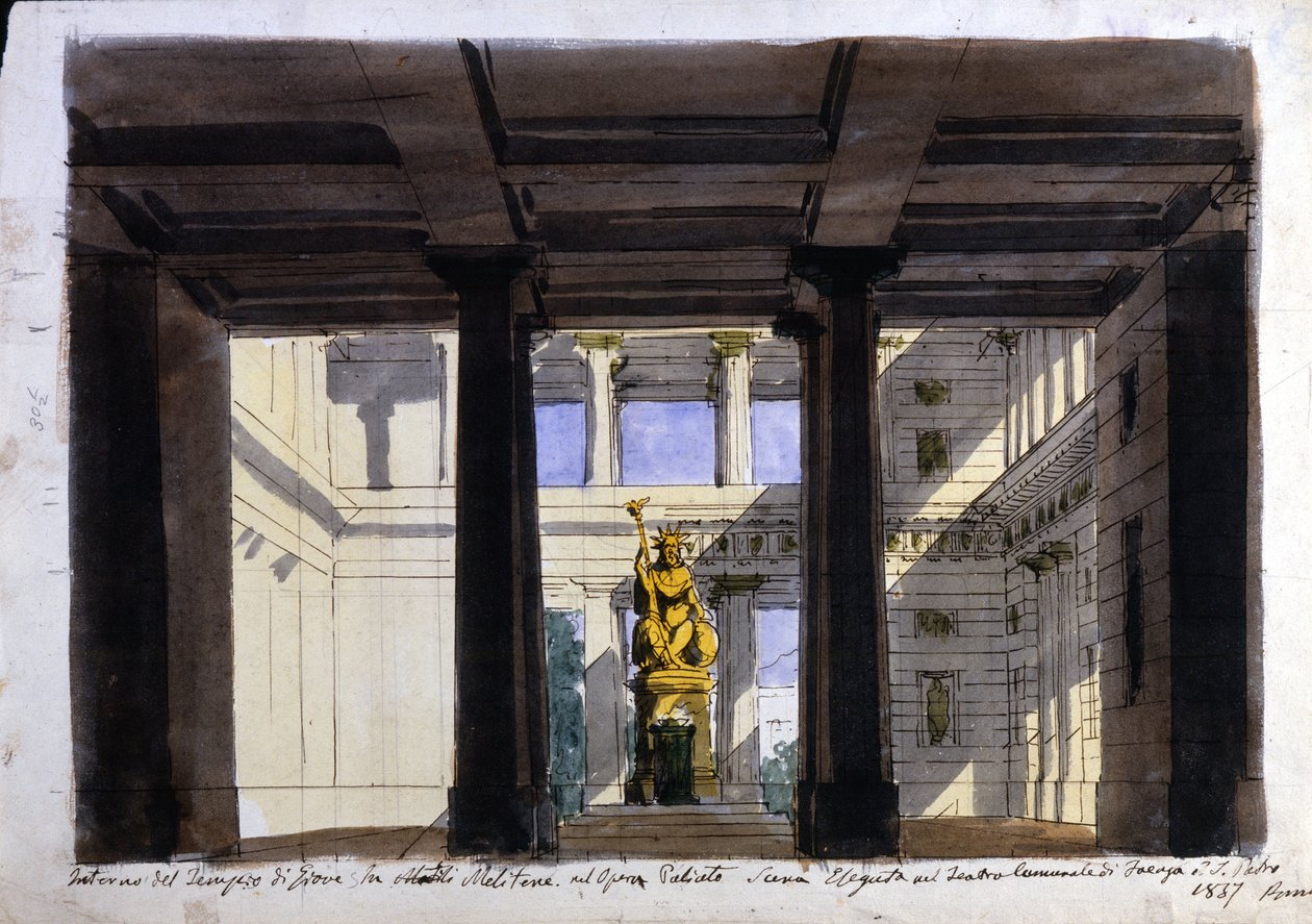 Scenografi för "Poliuto", Stadsteatern, Faenza, 1857 av Italian School