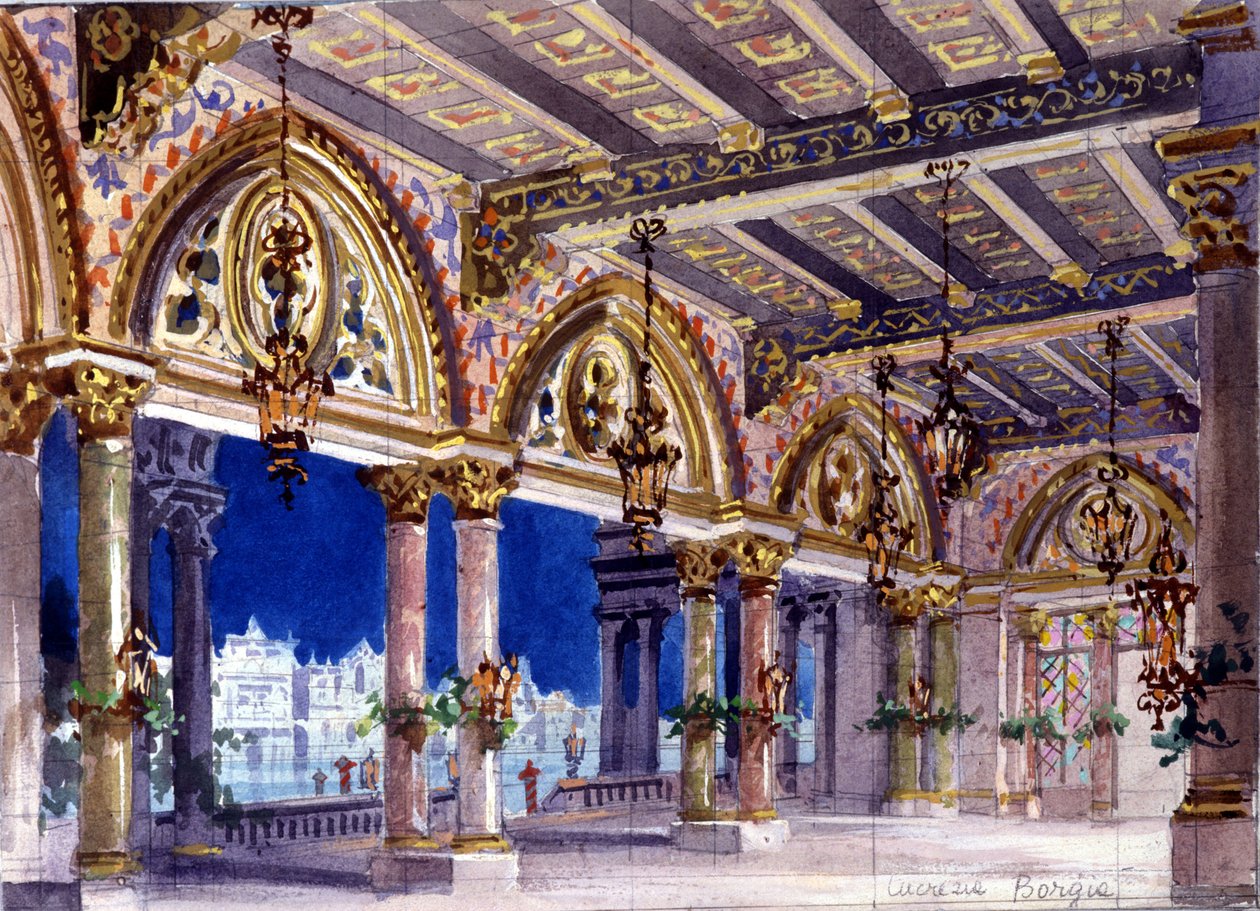 Scenografi för operan "Lucrezia Borgia" av Gaetano Donizetti, Milano, 1833 av Italian School