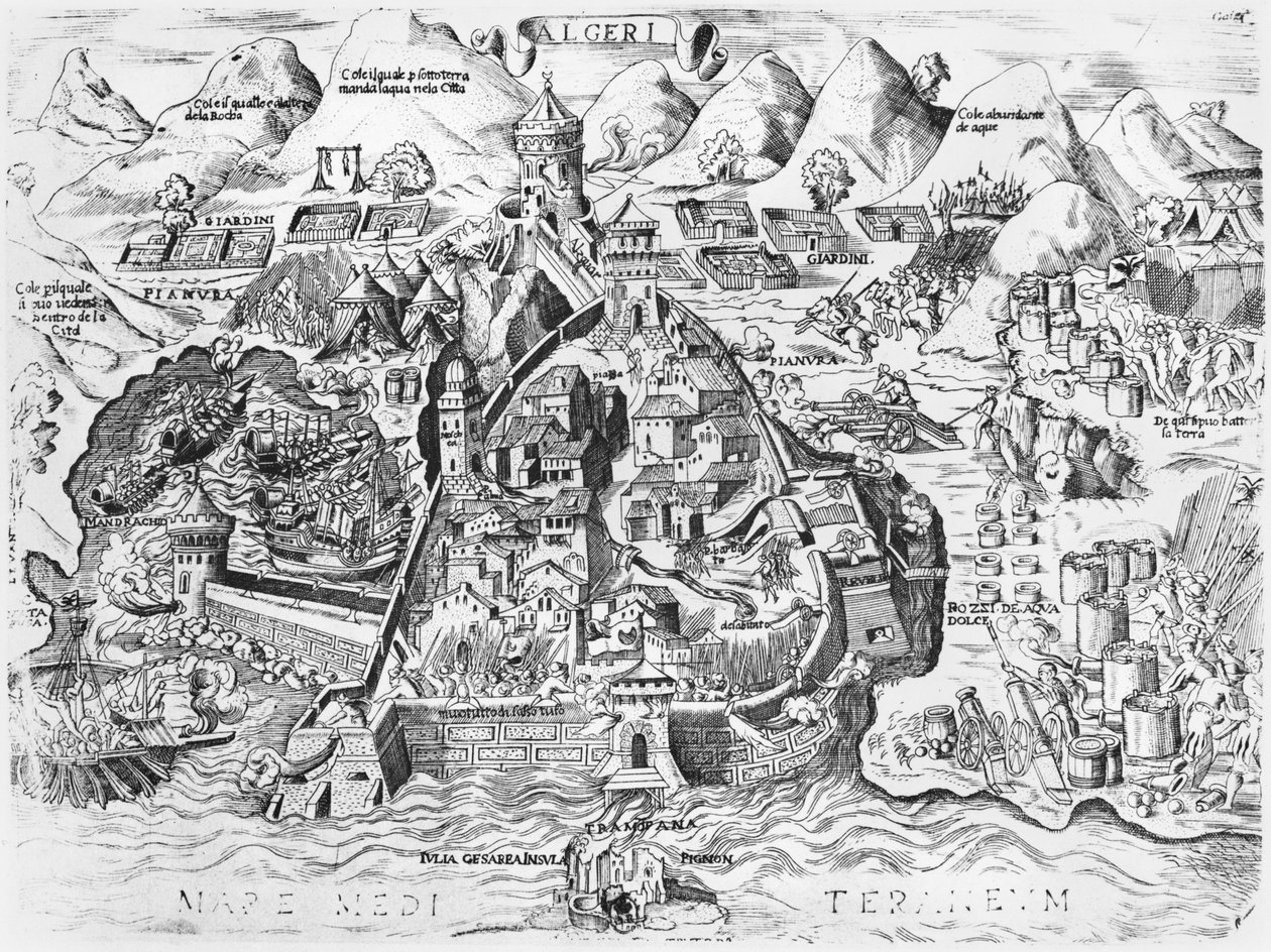 Belägring av Alger av Karl V (1500-58) 1541 av Italian School