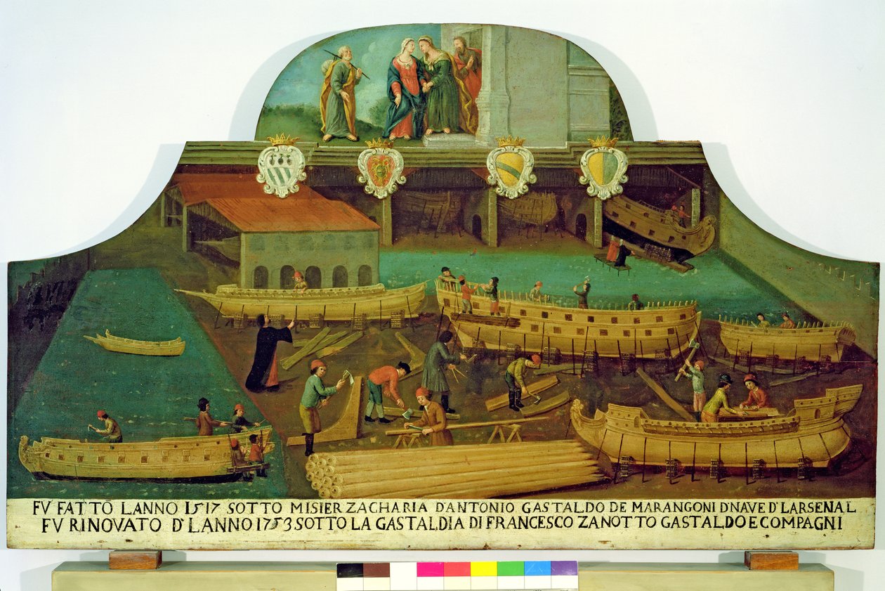 Skylt för Marangoni-familjen av skeppsbyggare, venetiansk, 1517 av Italian School