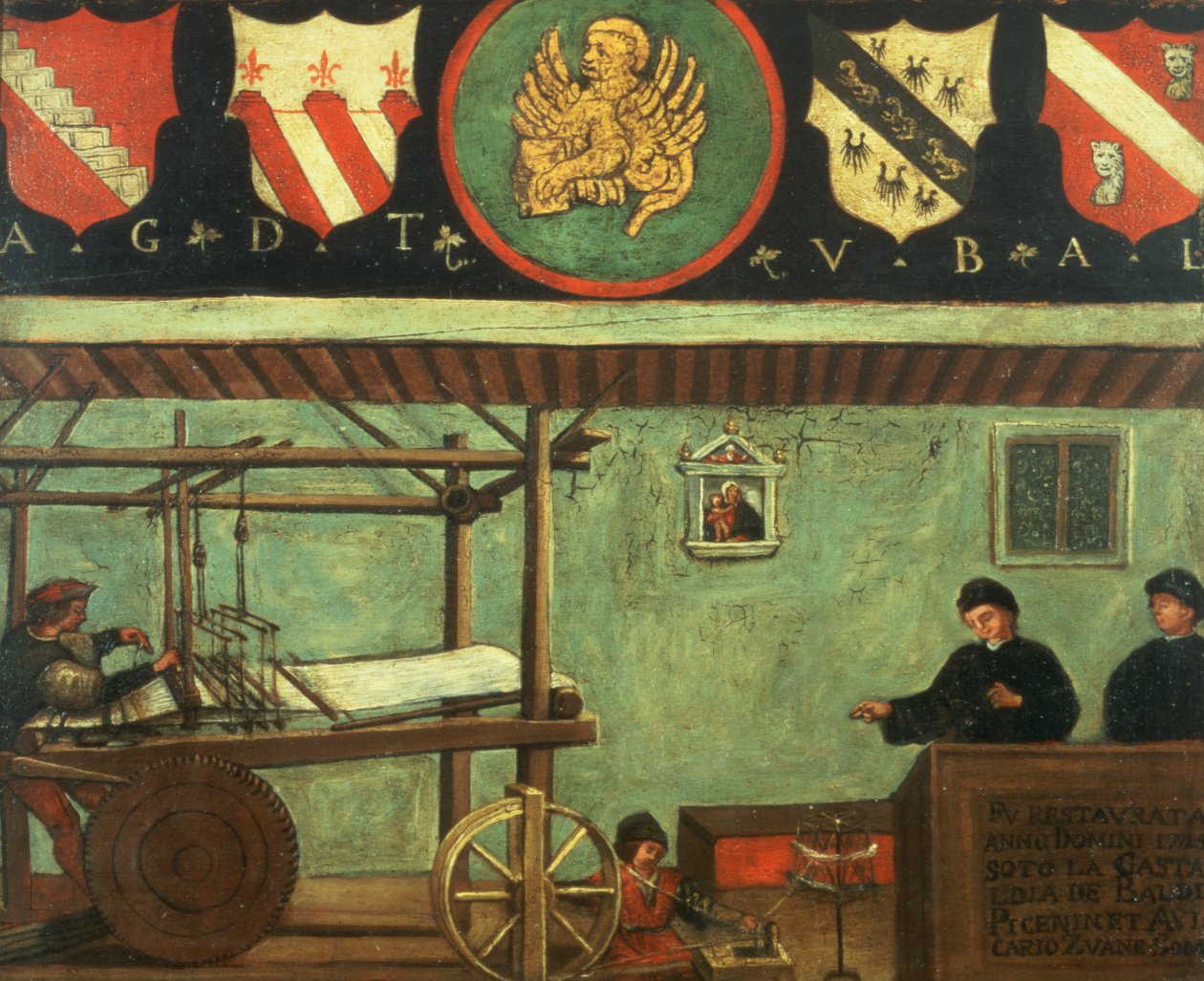 Tecken på Venetian Weavers Guild (panel) av Italian School