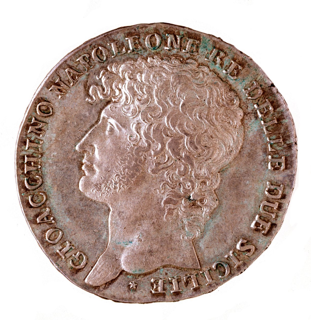 Silvermynt (piastra) från Neapel: Joachim Murat (1767-1815) kung av Neapel. 1810 Diam. 3,7 cm Neapel, museo archeologico av Italian School