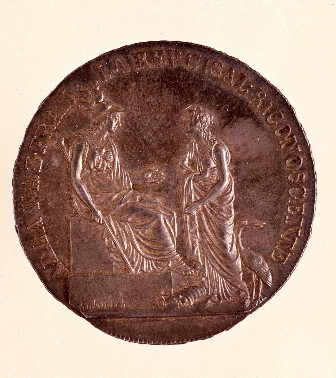 Silver Ecu från Milano. 16/06/1800. Diam 3,9 cm Neapel, arkeologiskt museum av Italian School