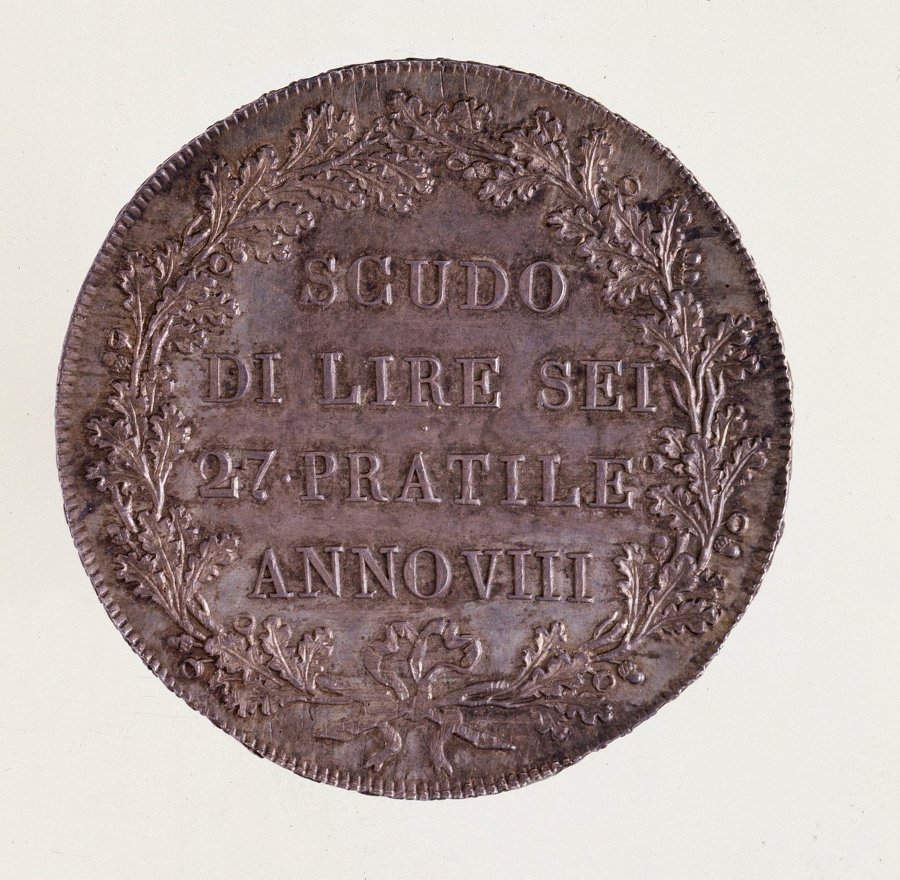 Silver Ecu från Milano. 1800-06-16. Diam 3,9 cm Neapel, arkeologiskt museum av Italian School