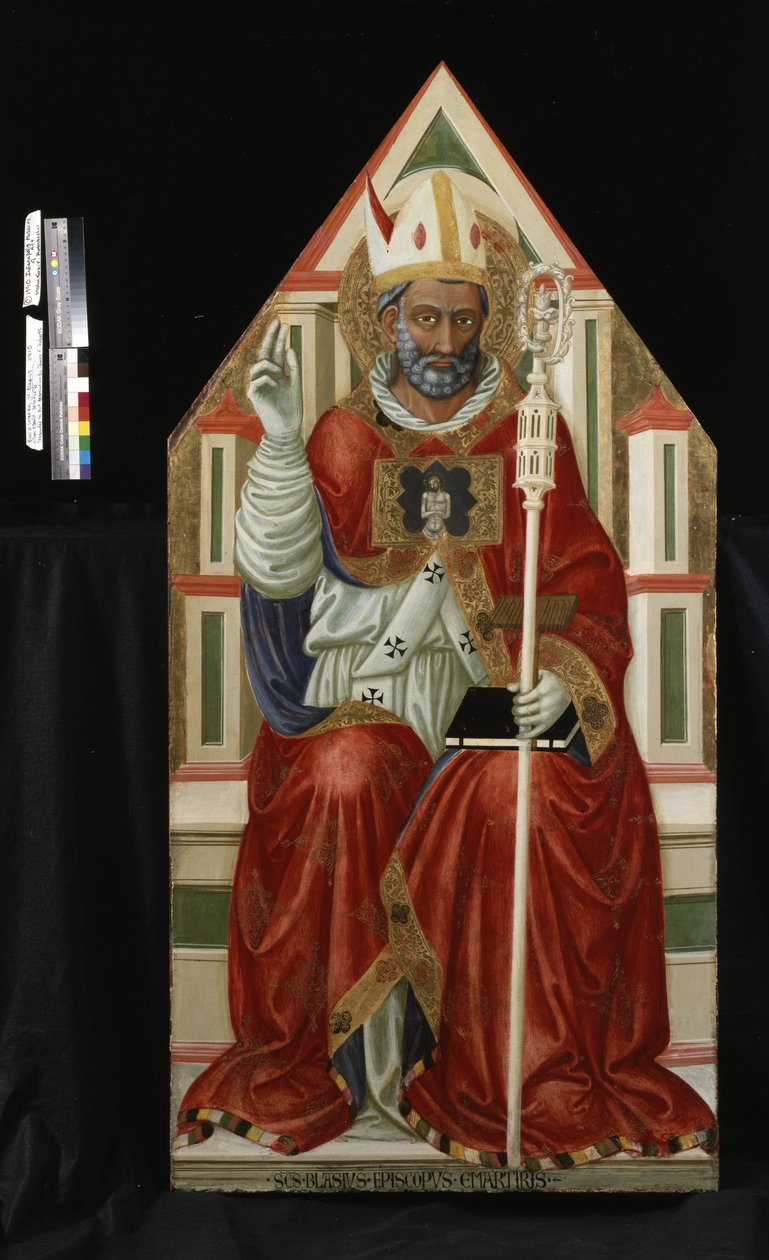 St. Blaise (tempera och guld på trä) av Italian School