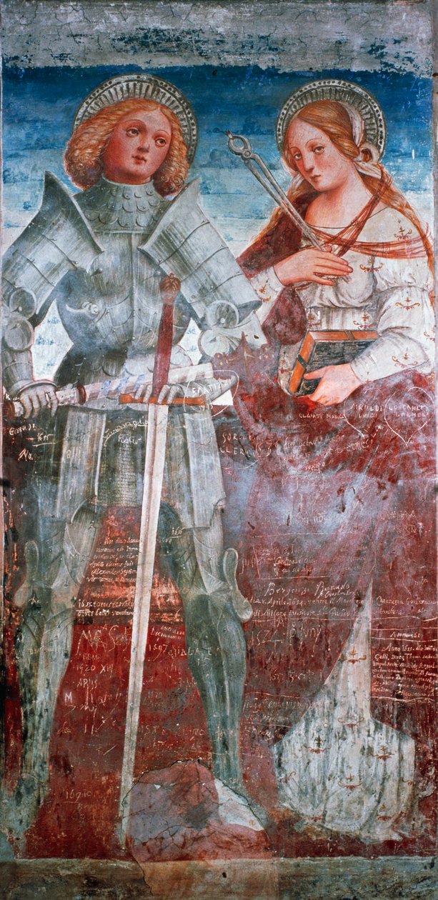 St Fermo och St Apollonia (färsk) av Italian School