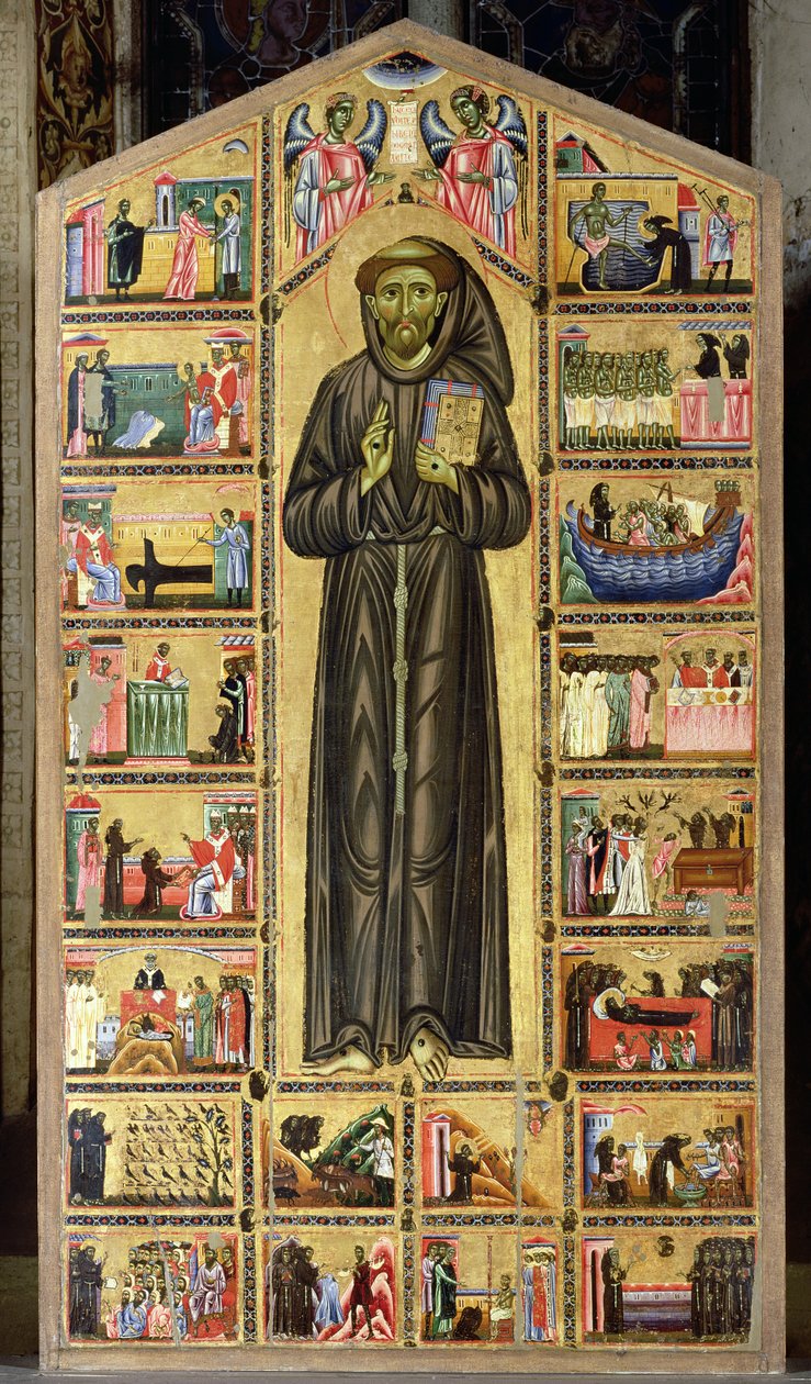 St. Franciskus och scener ur hans liv, Bardi Chapel (tempera på panel) av Italian School