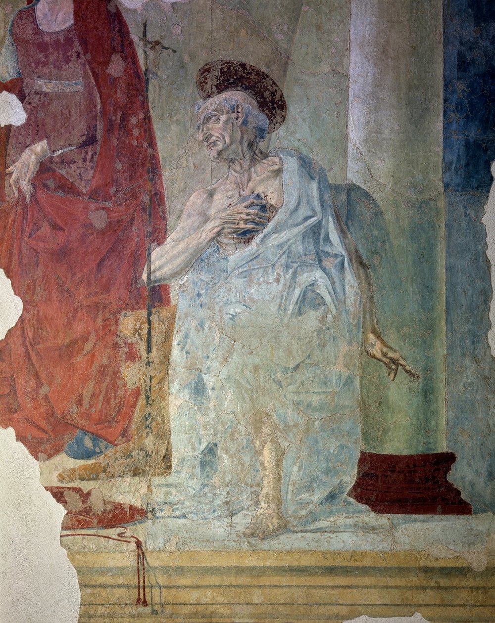 Den helige Hieronymus som en ångerfull. Detalj. Fresk av Italian School