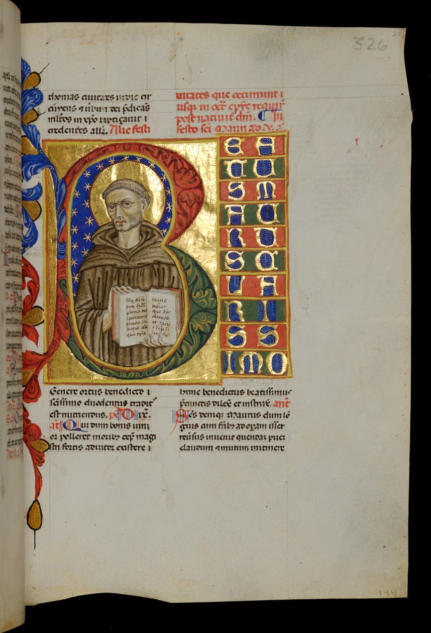 St Maurus med öppen bok av Italian School