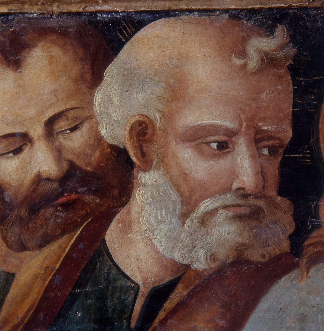 St Peter, detalj av altartavlan som föreställer Madonnan och barnet med de heliga Peter och Paulus, 1540 (tempera på panel) av Italian School