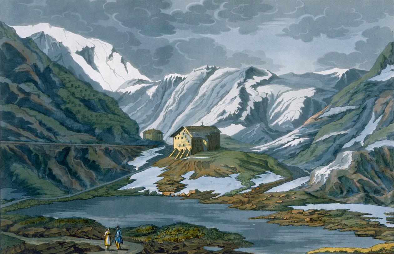 Schweiz: Hospice of St. Bernard i Alperna. av Italian School