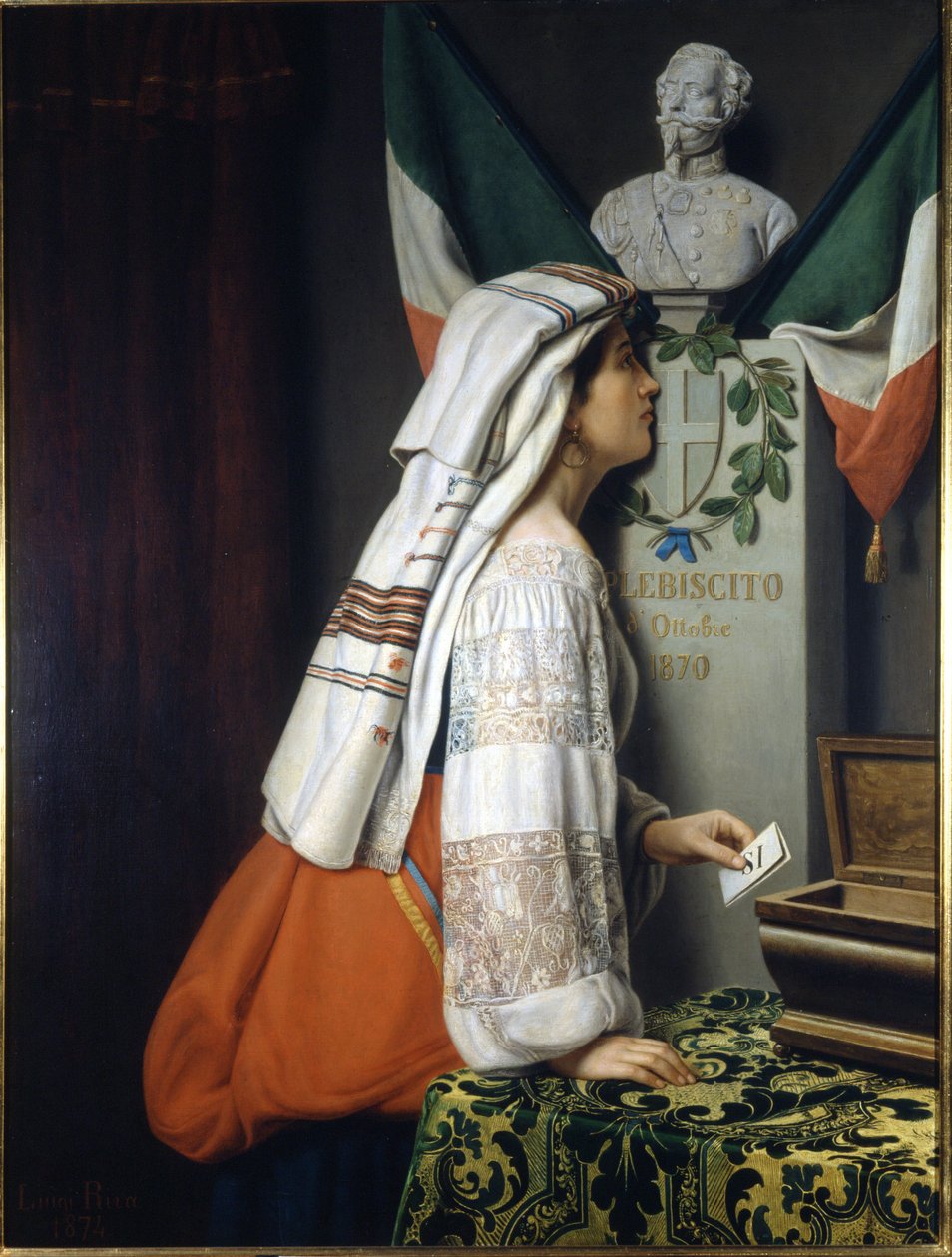 The 1870 plebiscite. On this occasion the Italians voted for Italian unity. Museo del Risorgimento. Milan av Italian School