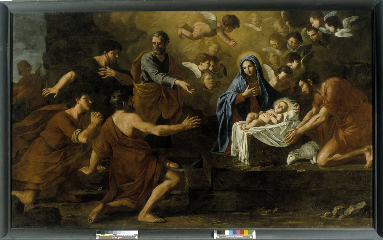 Tillbedjan av herdarna. 1600-talet (olja på duk) av Italian School