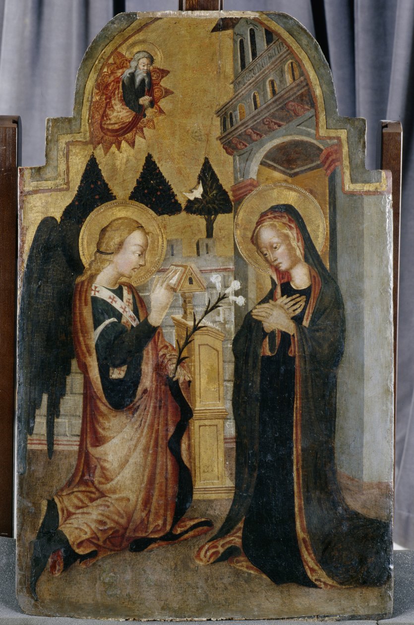Bebådelsen, c.1430-40 (tempera på poppelträ) av Italian School