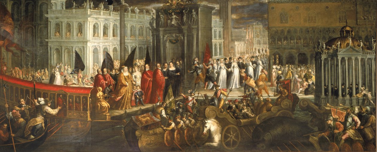 Ankomsten av Morosina Morosini Grimani till Palazzo Ducale, Venedig av Italian School