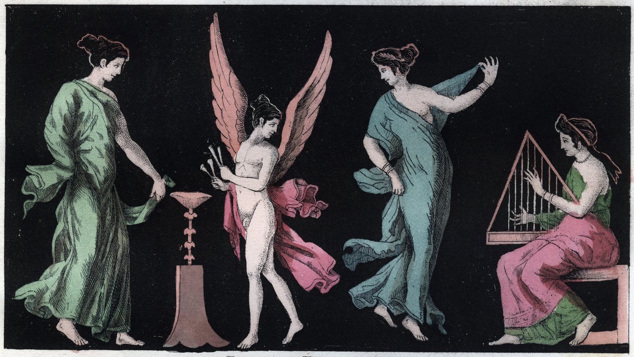 Bacchae - Bacchanterna - gravyr från "" Seder och traditioner för alla folk i universum. Det vill säga historien om regeringen, om lagarna, om milisen, om religionen för alla nationer från de mest avlägsna tiderna till våra dagar "1856 av Italian School