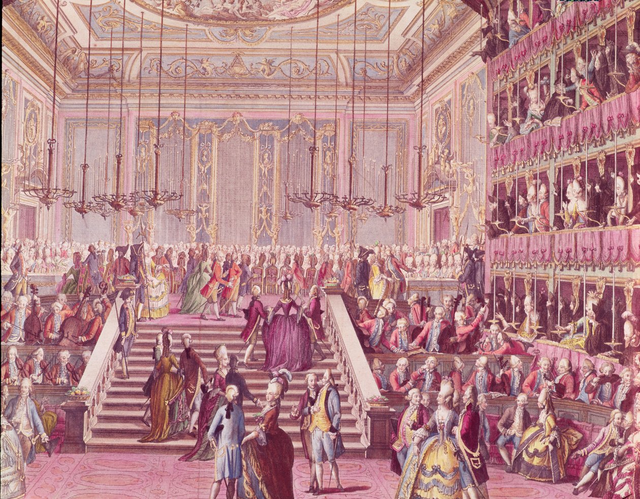 Balen på Teatro San Benoit i Venedig den 22 januari 1782, sent 1700-tal av Italian School
