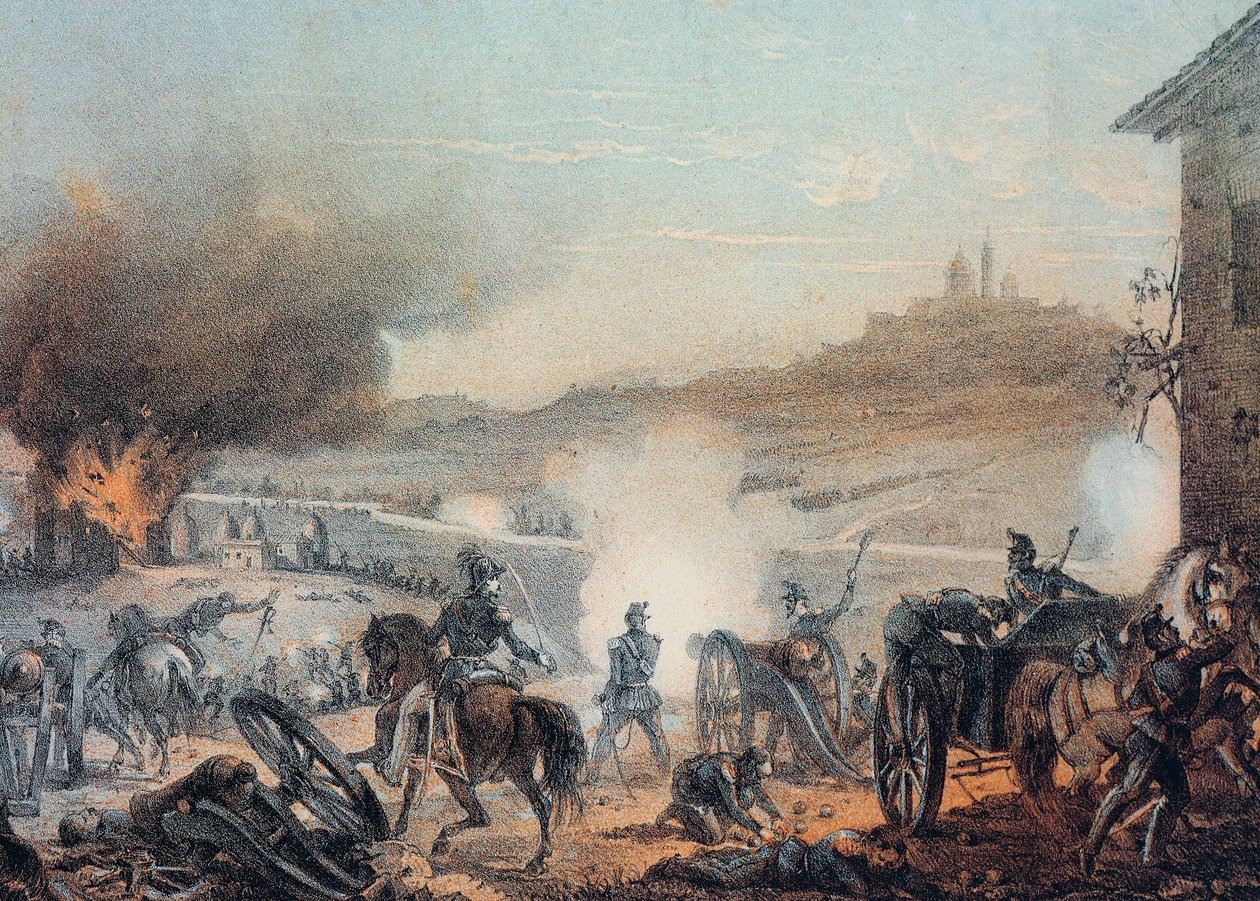 Slaget vid Castelfidardo (slaget om de tusen expeditionen) 18 september 1860 - Risorgimento (italiensk förening) (1859-1924): slaget vid Castelfidardo 18 september 1860 - Påvliga trupper besegrade av piemontesiska trupper av Italian School