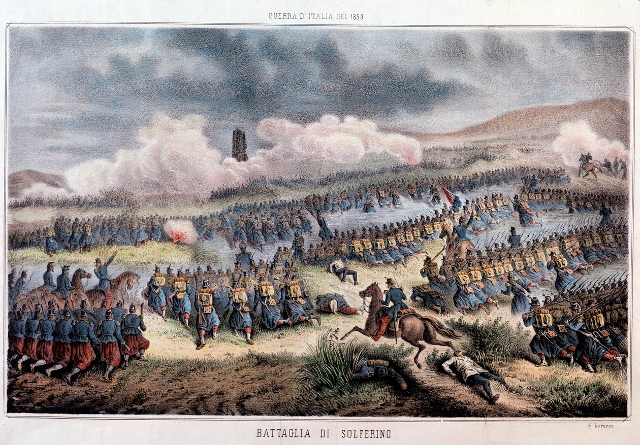 Slaget vid Solferino, 24/06/1859 (Tryck av Italian School