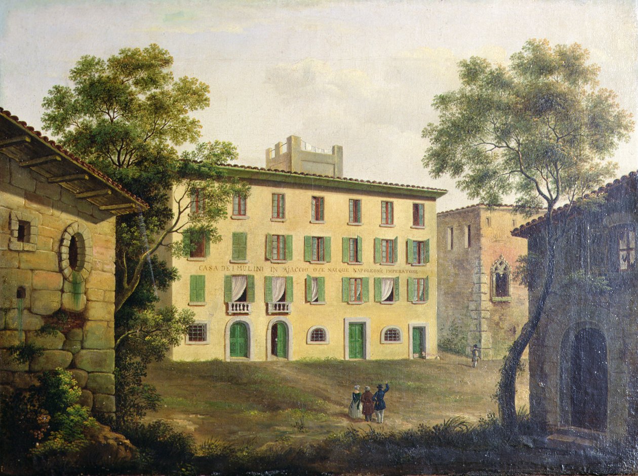 Napoleons födelseplats, Ajaccio, Korsika (olja på duk) av Italian School