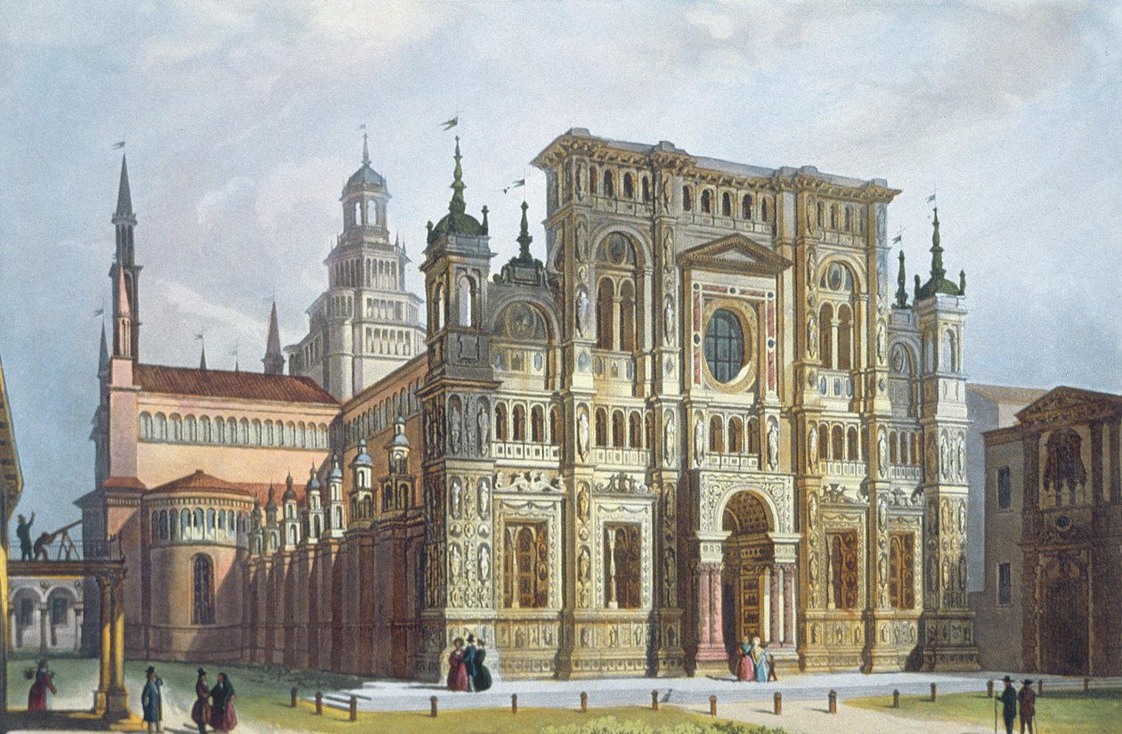 Charterhouse nära Pavia från utsikt över Milano och dess omgivningar av Italian School