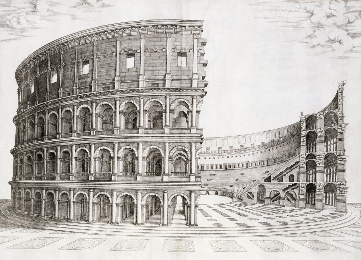 Colosseum, byggt år 80 e.Kr av Italian School