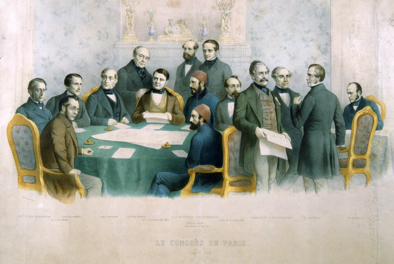 Pariskongressen, mars 1856, illustration från Italiens historia av Italian School