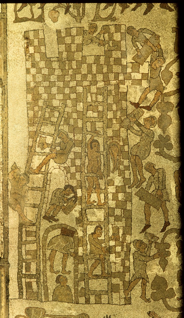 Byggandet av Babels torn, 1166 (mosaik) av Italian School
