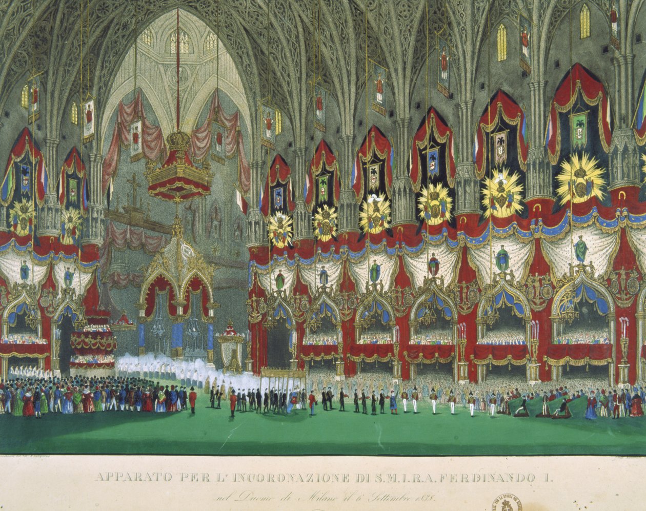 Ferdinand I:s kröning i Milanos katedral den 6 september 1838 av Italian School