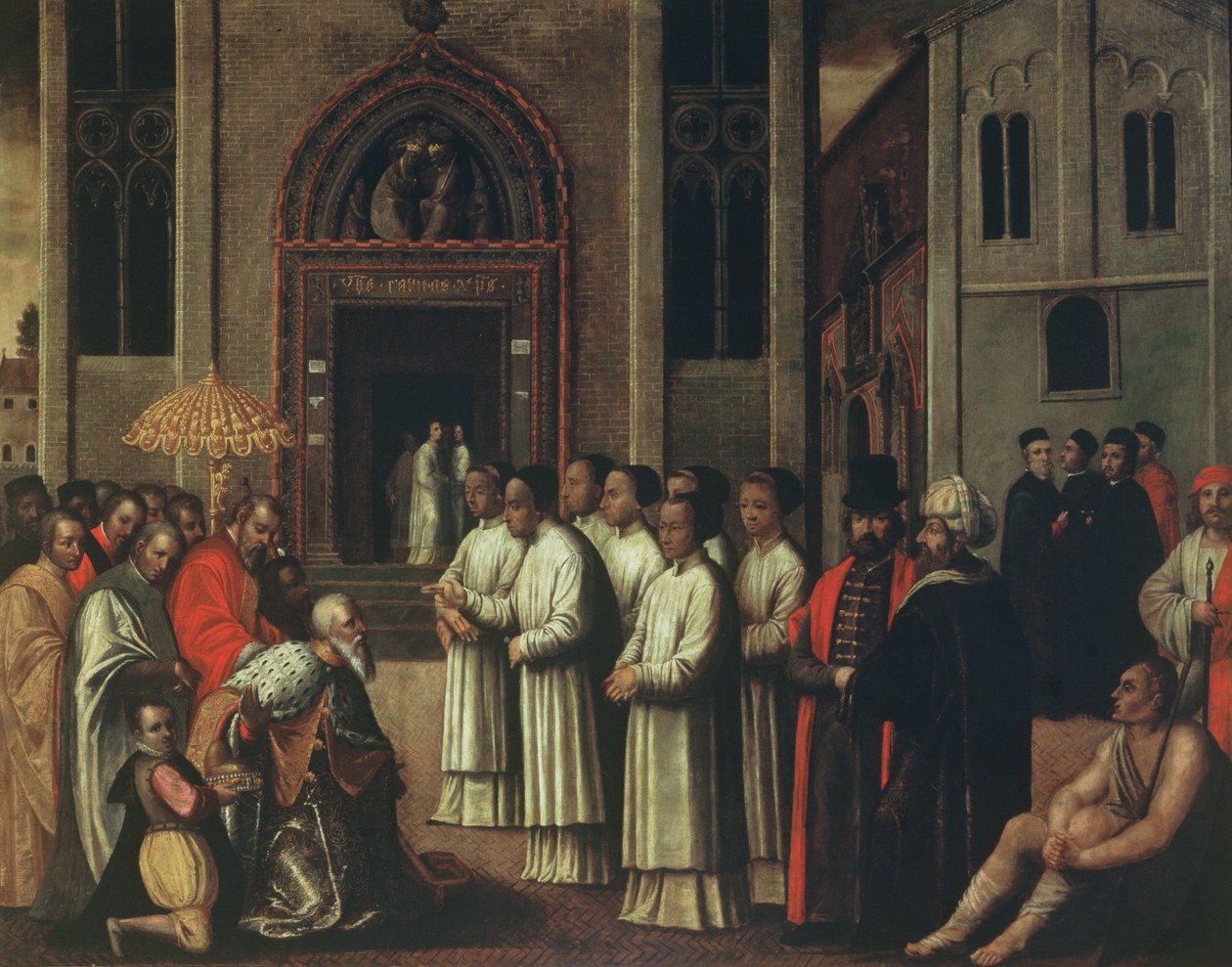 Dogen Ziani möter påven Alexander III (1105-81) vid Carita 1172 av Italian School