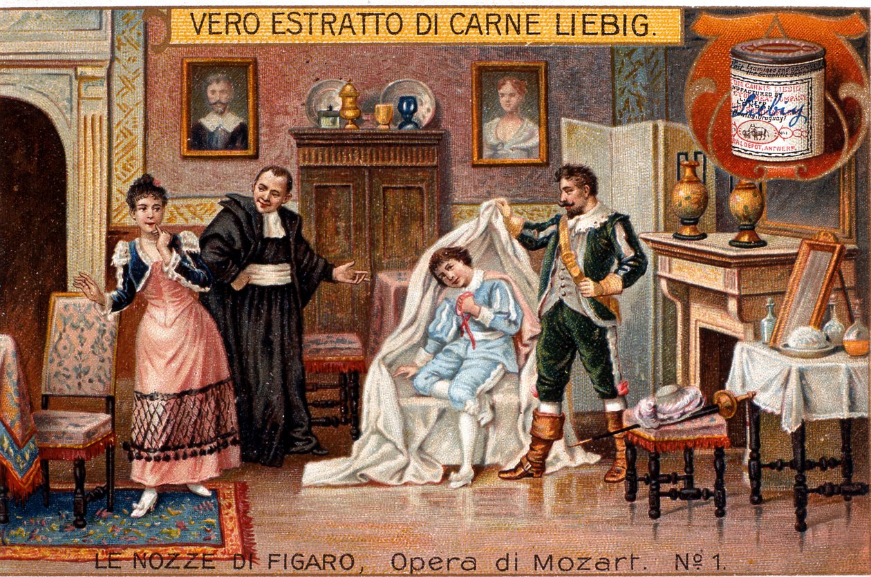 The Exposure of Cherubino, scen från "Figaros bröllop" av Wolfgang Amadeus Mozart av Italian School