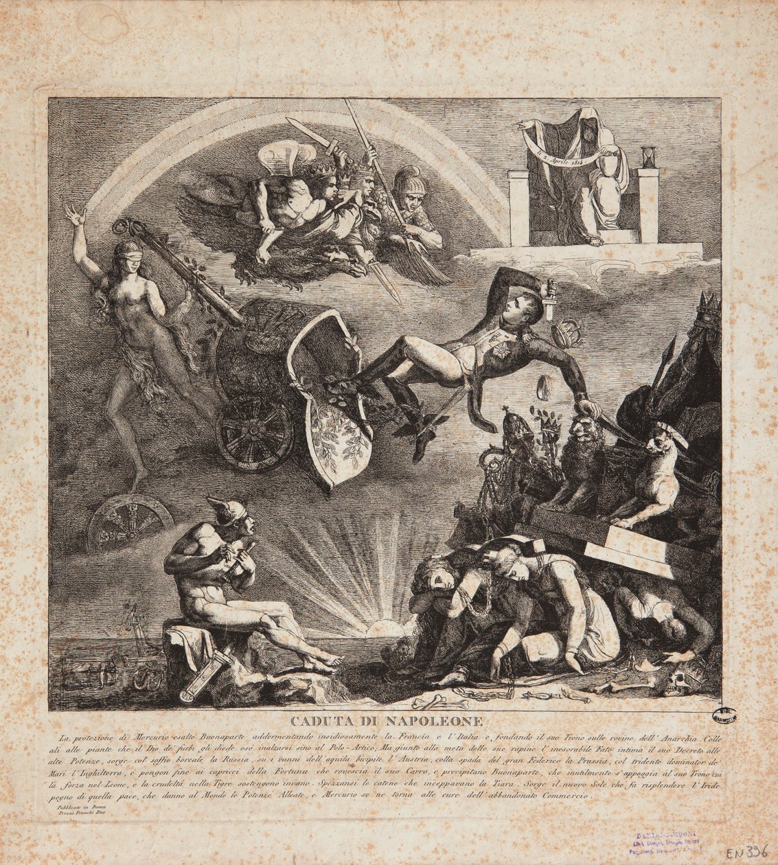 Napoleons fall - Tecknad film om Italiens fall, 1814 av Italian School