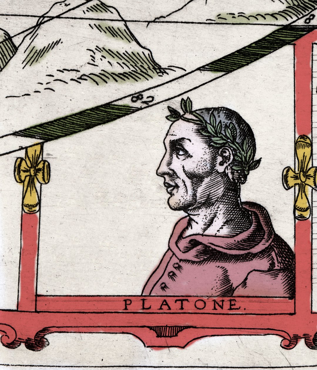 Den grekiske filosofen Platon (428-348 f.Kr.)”” Detalj av Atlas of Urban Mount av Italian School