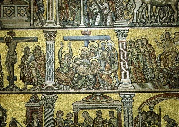 Klagovisan, detalj, sent 1200-tal (mosaik) av Italian School