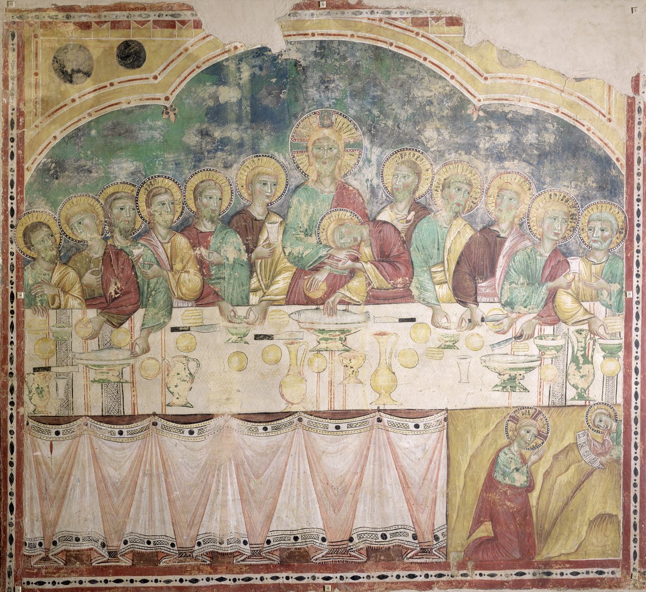 The Last Supper and the Agony in the Garden, c.1300 (fresco transferred to canvas) av Italian School