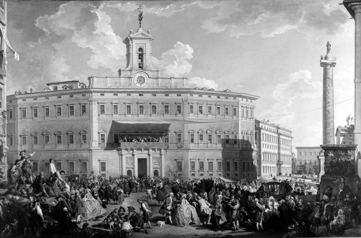 Lotteriet på Piazza Montecitorio, av Paolo Panini, 1700-talet (målning) av Italian School