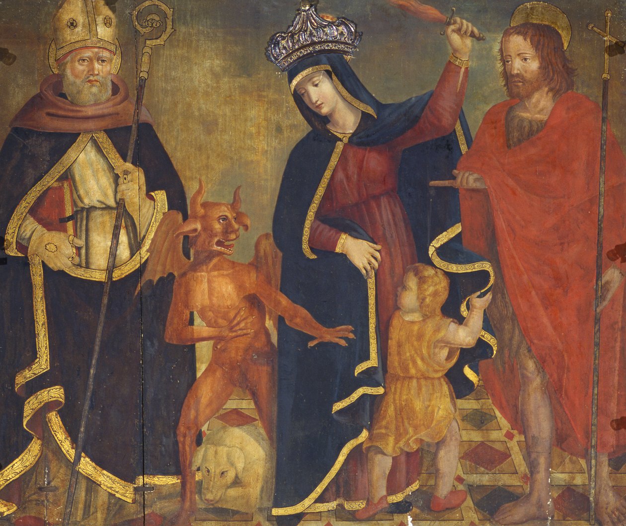 The Madonna of Relief with Saints (tempera på panel) av Italian School