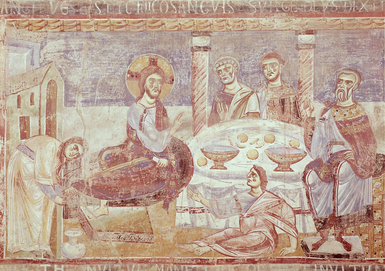 Måltiden i huset av fariséen Simon, School of Monte Cassino, c.1087 av Italian School
