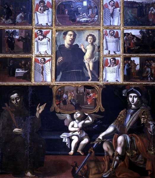 The Miracles of St. Anthony, med St. Francis och St. Michael av Italian School