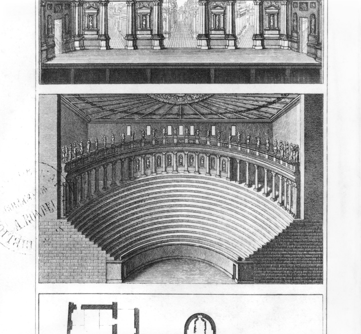 Den olympiska teatern i Vicenza, designad av Andrea Palladio (1508-80) av Italian School