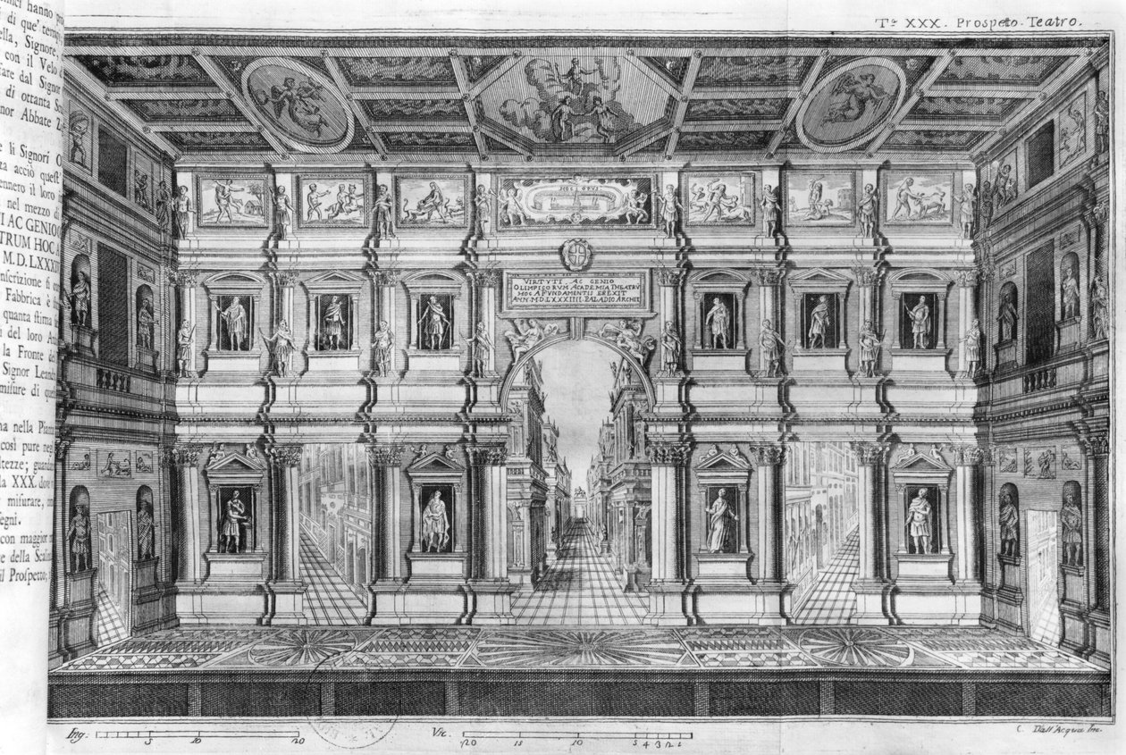 Den olympiska teatern i Vicenza, designad av Andrea Palladio (1508-80) av Italian School