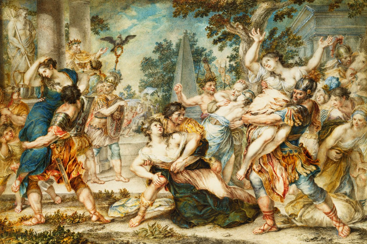 Sabinskvinnornas våldtäkt, ca 1700 av Italian School