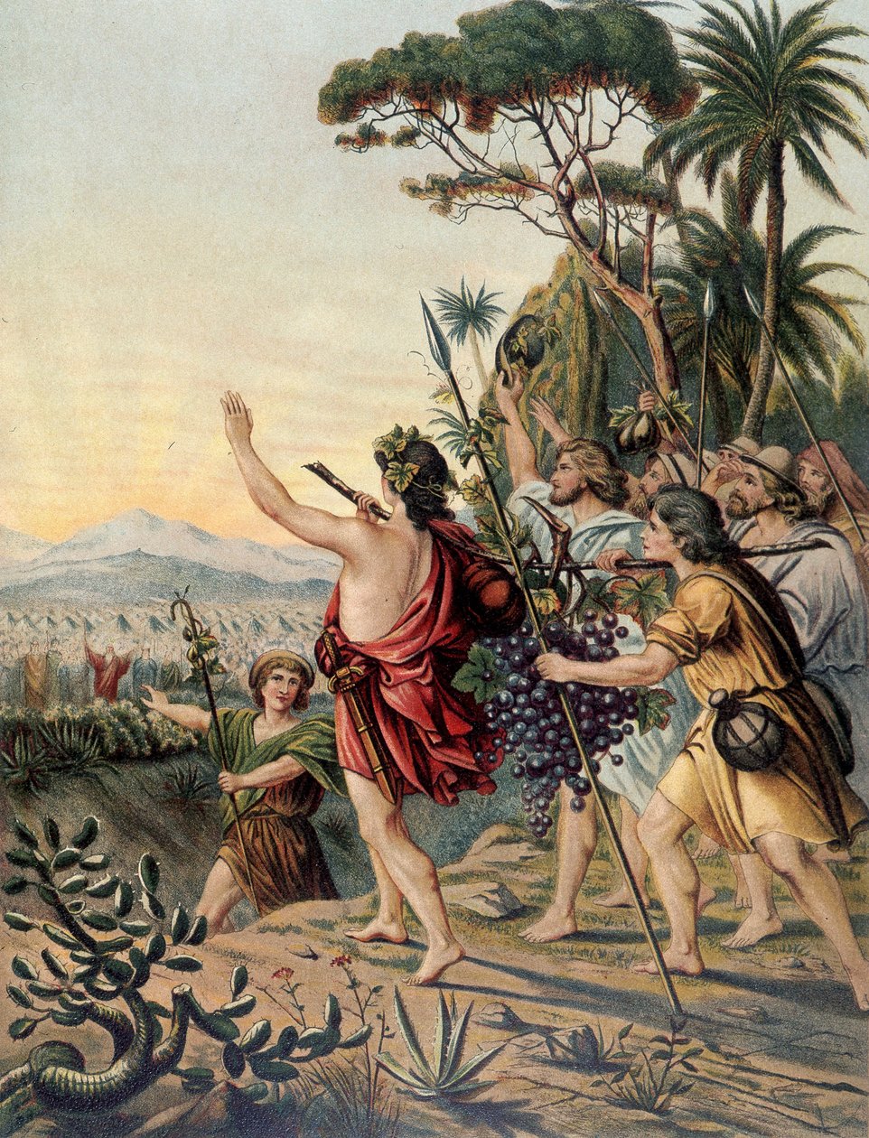 Kanaans land återvände - i "Gyllene klassiska Bibeln: historia om gudomlig uppenbarelse i det gamla och i det nya strävan" "av Giovanni Ladislao Sykora (vol. 1), översatt av Don Clemente Benetti. (Italiensk bibel) av Italian School