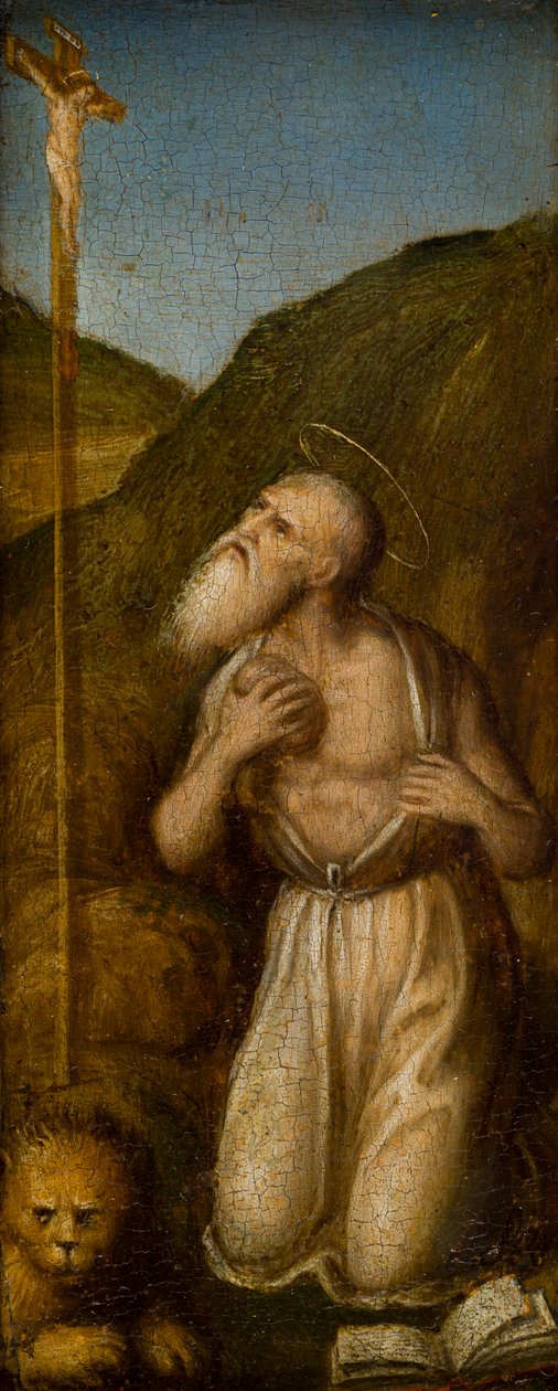 Stigmatiseringen av de heliga Franciskus och Hieronymus, ca 1480 (olja på panel) av Italian School